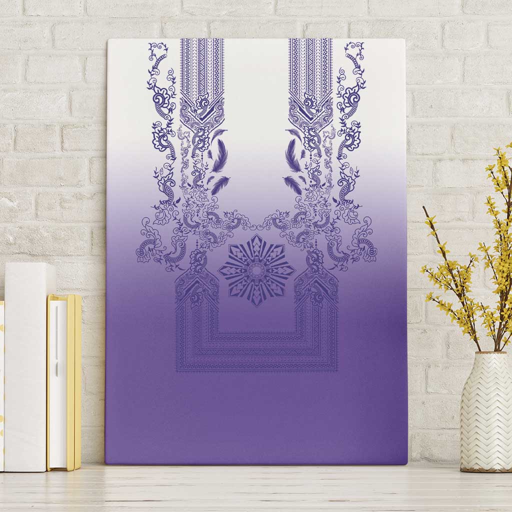 Philippines Barong Style Canvas Wall Art with Polynesian Art and Leaf Motif Purple Color LT03 Without Frame Purple - Polynesian Pride