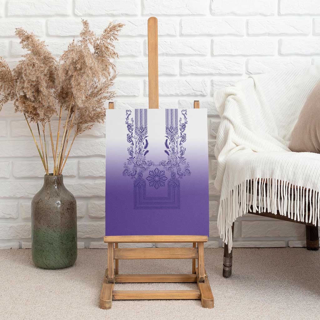 Philippines Barong Style Canvas Wall Art with Polynesian Art and Leaf Motif Purple Color LT03 - Polynesian Pride