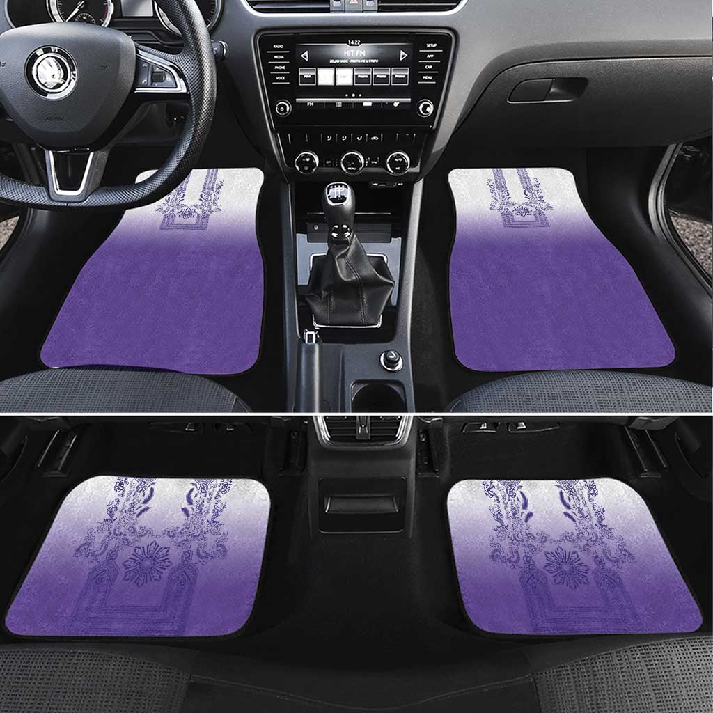 Philippines Barong Style Car Mats with Polynesian Art and Leaf Motif Purple Color