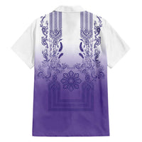 Philippines Barong Style Family Matching Mermaid Dress and Hawaiian Shirt with Polynesian Art and Leaf Motif Purple Color LT03 - Polynesian Pride