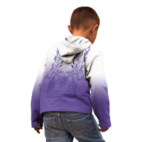 Philippines Barong Style Kid Hoodie with Polynesian Art and Leaf Motif Purple Color LT03 - Polynesian Pride