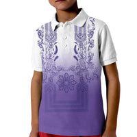 Philippines Barong Style Kid Polo Shirt with Polynesian Art and Leaf Motif Purple Color LT03 Kid Purple - Polynesian Pride
