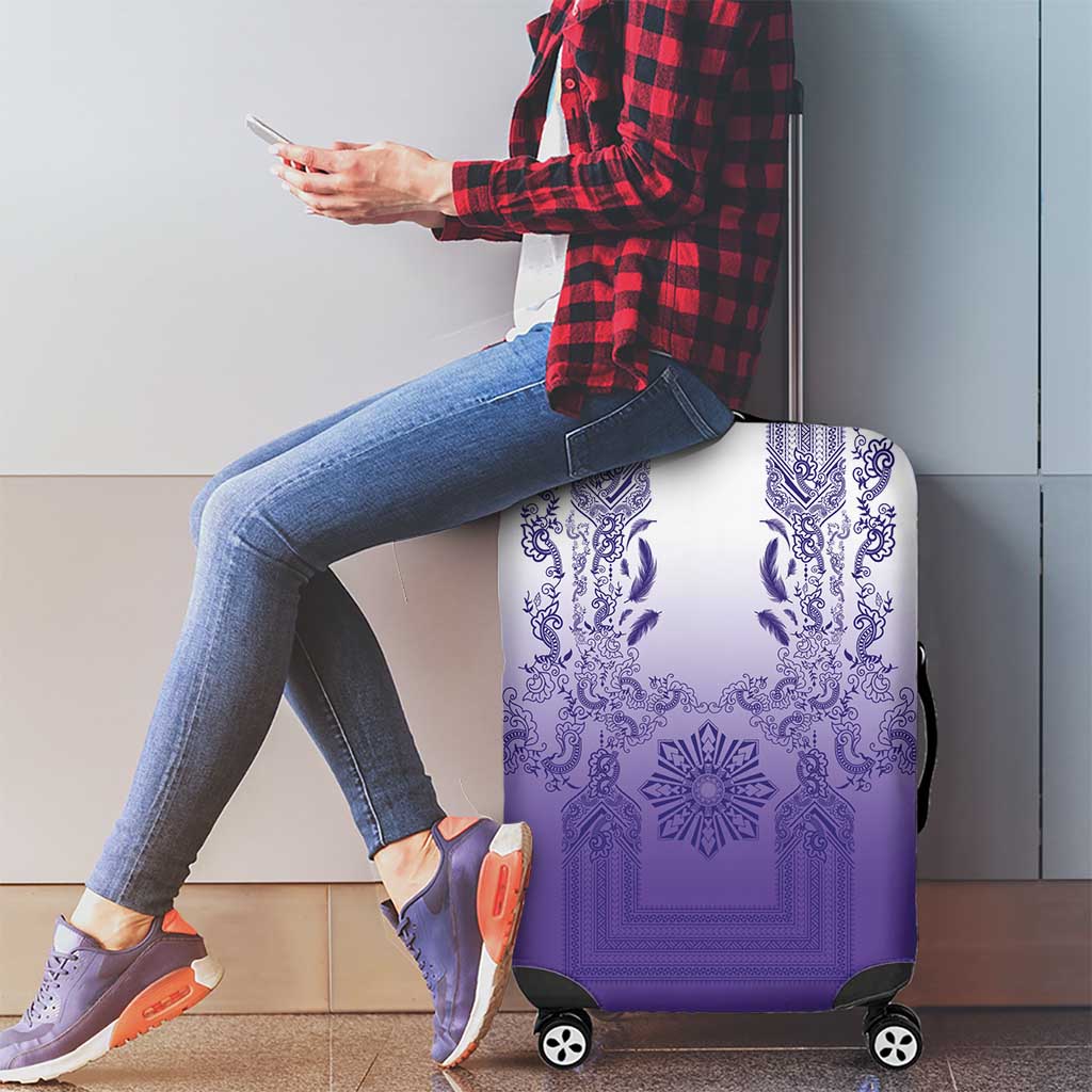 Philippines Barong Style Luggage Cover with Polynesian Art and Leaf Motif Purple Color LT03 - Polynesian Pride