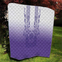 Philippines Barong Style Quilt with Polynesian Art and Leaf Motif Purple Color