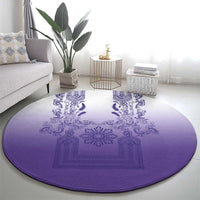 Philippines Barong Style Round Carpet with Polynesian Art and Leaf Motif Purple Color LT03 - Polynesian Pride