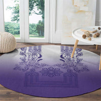 Philippines Barong Style Round Carpet with Polynesian Art and Leaf Motif Purple Color LT03 - Polynesian Pride