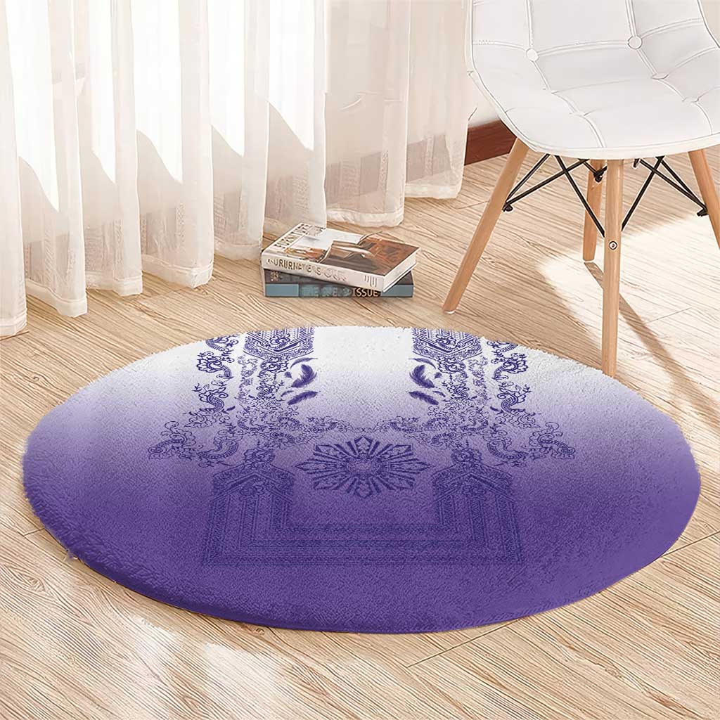 Philippines Barong Style Round Carpet with Polynesian Art and Leaf Motif Purple Color LT03 - Polynesian Pride