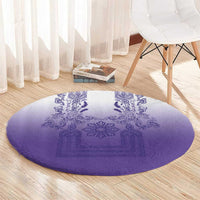 Philippines Barong Style Round Carpet with Polynesian Art and Leaf Motif Purple Color LT03 - Polynesian Pride