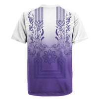 Philippines Barong Style Rugby Jersey with Polynesian Art and Leaf Motif Purple Color
