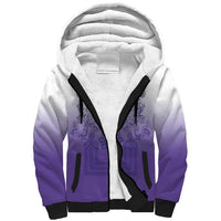 Philippines Barong Style Sherpa Hoodie with Polynesian Art and Leaf Motif Purple Color LT03 Unisex Purple - Polynesian Pride