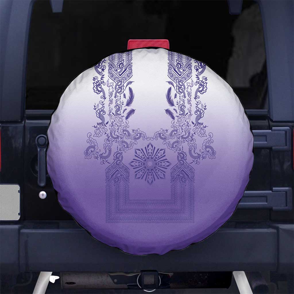 Philippines Barong Style Spare Tire Cover with Polynesian Art and Leaf Motif Purple Color LT03 No hole Purple - Polynesian Pride