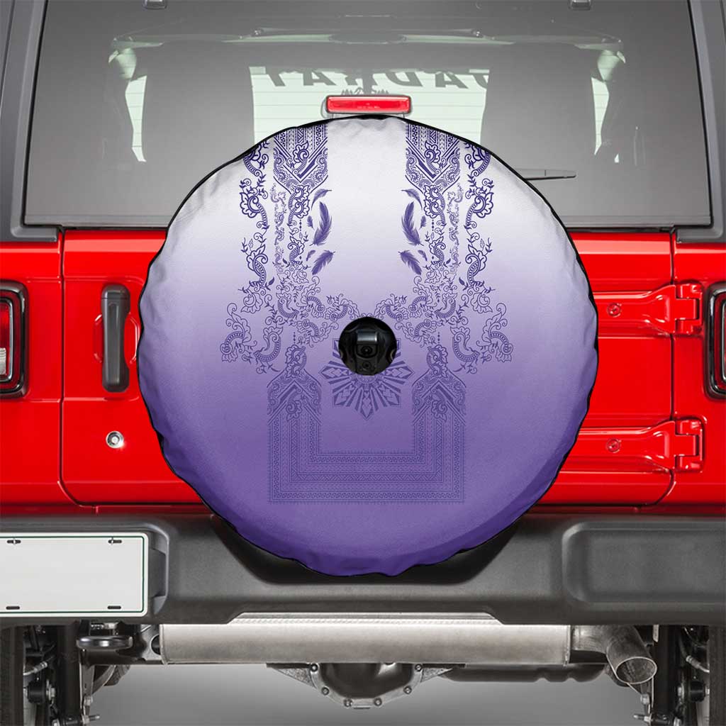 Philippines Barong Style Spare Tire Cover with Polynesian Art and Leaf Motif Purple Color LT03 - Polynesian Pride