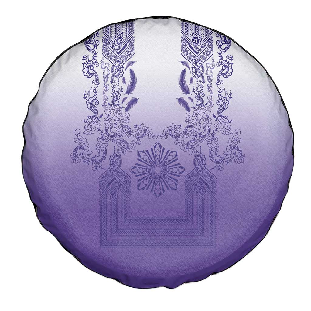 Philippines Barong Style Spare Tire Cover with Polynesian Art and Leaf Motif Purple Color LT03 - Polynesian Pride