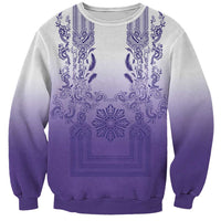 Philippines Barong Style Sweatshirt with Polynesian Art and Leaf Motif Purple Color LT03 Unisex Purple - Polynesian Pride