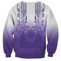 Philippines Barong Style Sweatshirt with Polynesian Art and Leaf Motif Purple Color LT03 - Polynesian Pride