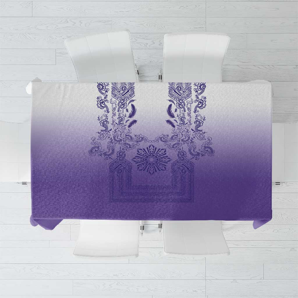 Philippines Barong Style Tablecloth with Polynesian Art and Leaf Motif Purple Color LT03 Purple - Polynesian Pride