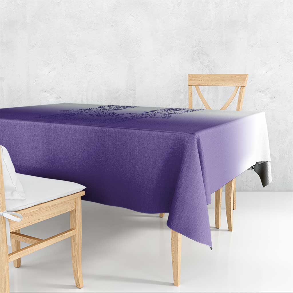 Philippines Barong Style Tablecloth with Polynesian Art and Leaf Motif Purple Color