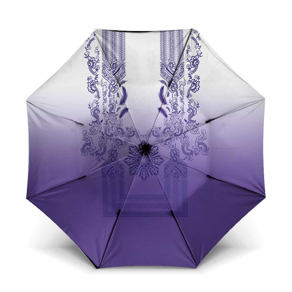 Philippines Barong Style Umbrella with Polynesian Art and Leaf Motif Purple Color LT03 One Size Folded 11.42 inch Opened Diameter 37.4 inch Purple - Polynesian Pride