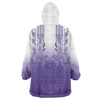 Philippines Barong Style Wearable Blanket Hoodie with Polynesian Art and Leaf Motif Purple Color LT03 - Polynesian Pride