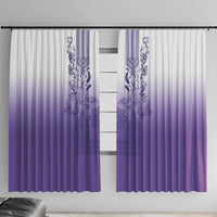 Philippines Barong Style Window Curtain with Polynesian Art and Leaf Motif Purple Color LT03 With Hooks Purple - Polynesian Pride