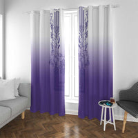Philippines Barong Style Window Curtain with Polynesian Art and Leaf Motif Purple Color LT03 With Grommets Purple - Polynesian Pride
