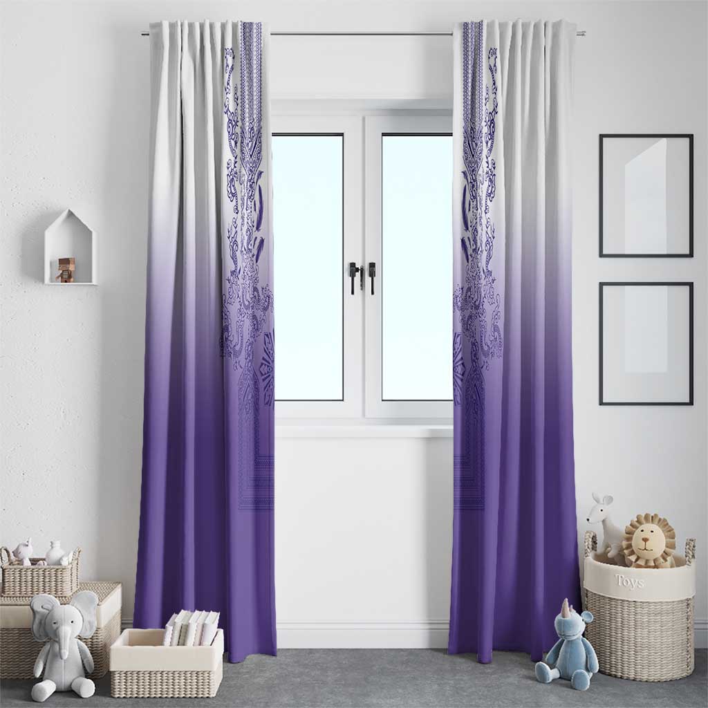 Philippines Barong Style Window Curtain with Polynesian Art and Leaf Motif Purple Color LT03 - Polynesian Pride