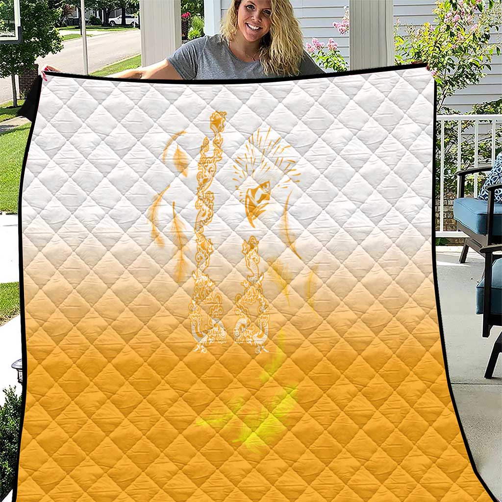 Philippines National Costume Style Quilt Barong Tagalog and Eagle Feather Yellow Color