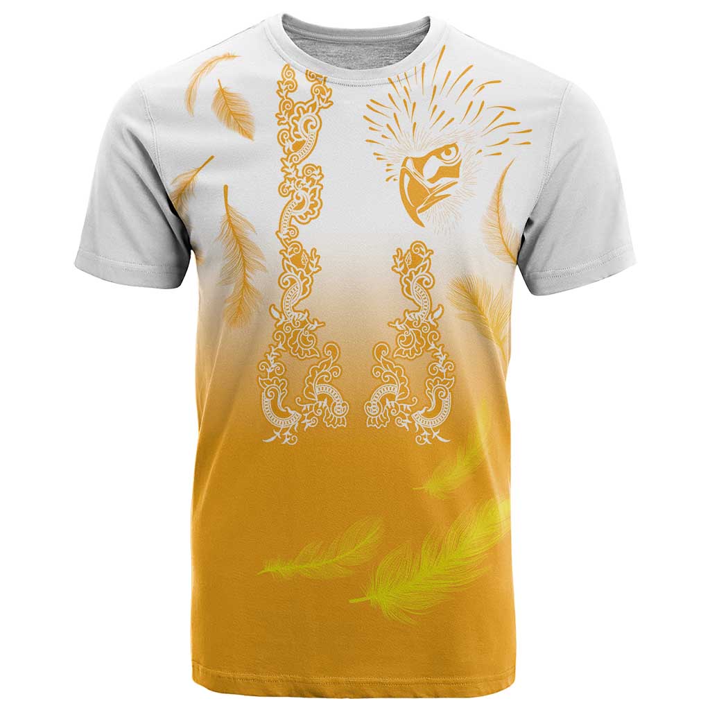 Philippines National Costume Style T Shirt Barong Tagalog and Eagle Feather Yellow Color LT03 Yellow - Polynesian Pride