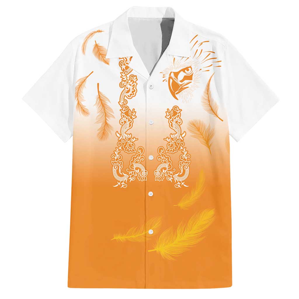 Philippines National Costume Style Hawaiian Shirt Barong Tagalog and Eagle Feather Orange Color