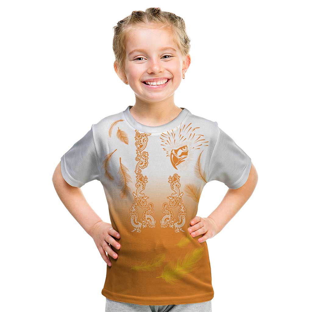 Philippines National Costume Style Kid T Shirt Barong Tagalog and Eagle Feather Orange Color