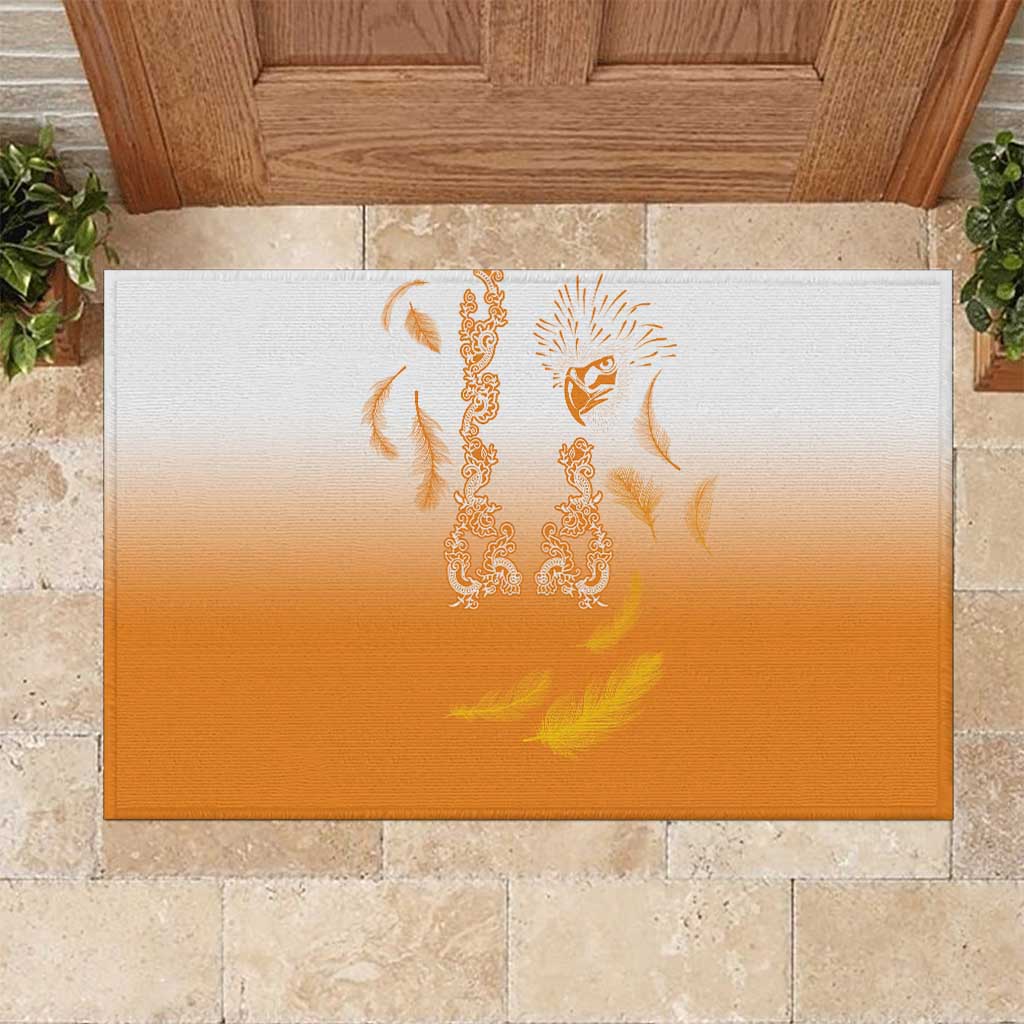 Philippines National Costume Style Rubber Doormat Barong Tagalog and Eagle Feather Orange Color
