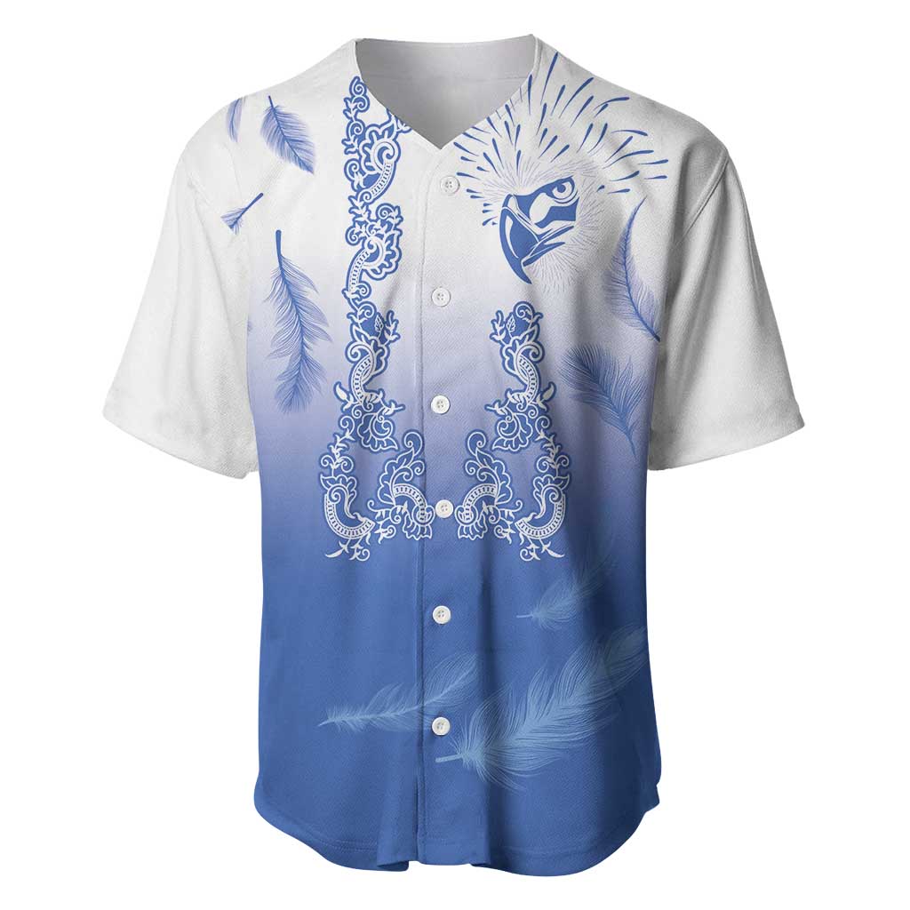 Philippines National Costume Style Baseball Jersey Barong Tagalog and Eagle Feather Blue Color