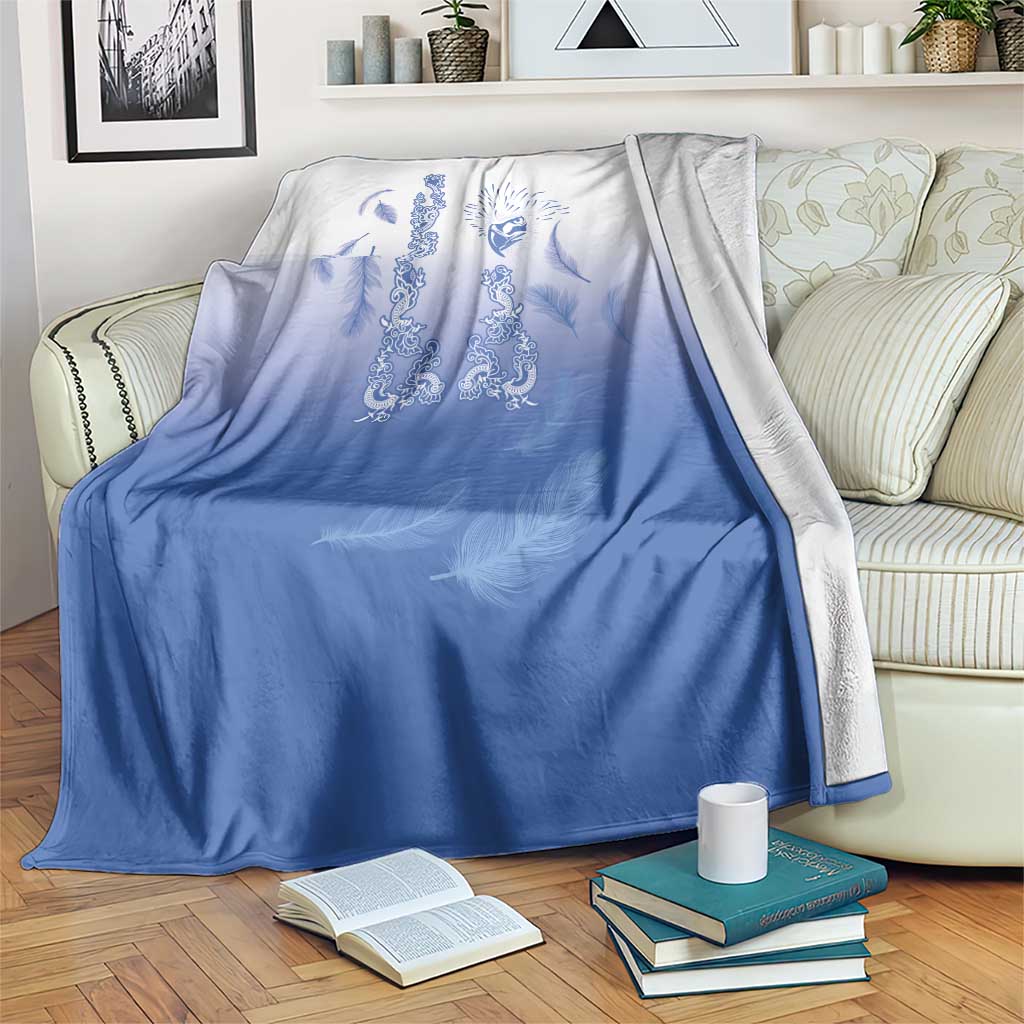 Philippines National Costume Style Blanket Barong Tagalog and Eagle Feather Blue Color