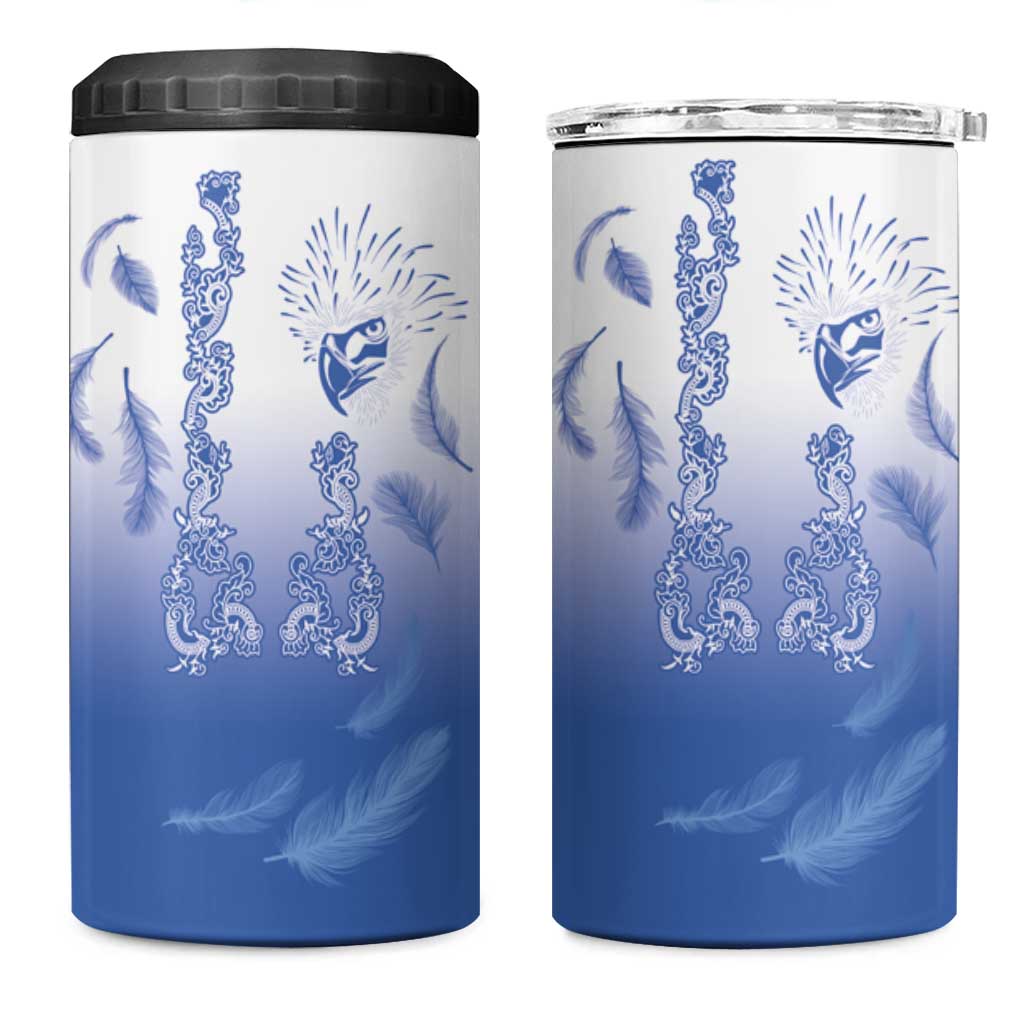 Philippines National Costume Style 4 in 1 Can Cooler Tumbler Barong Tagalog and Eagle Feather Blue Color