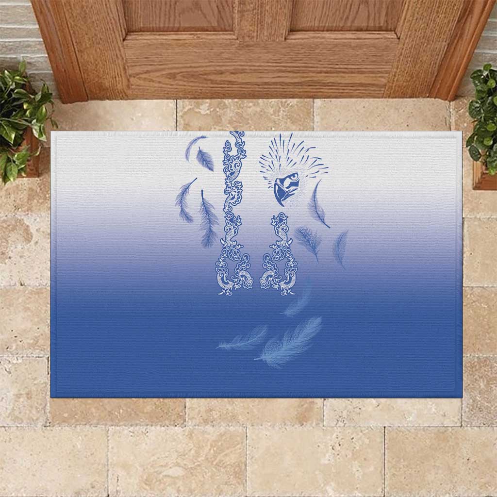 Philippines National Costume Style Rubber Doormat Barong Tagalog and Eagle Feather Blue Color