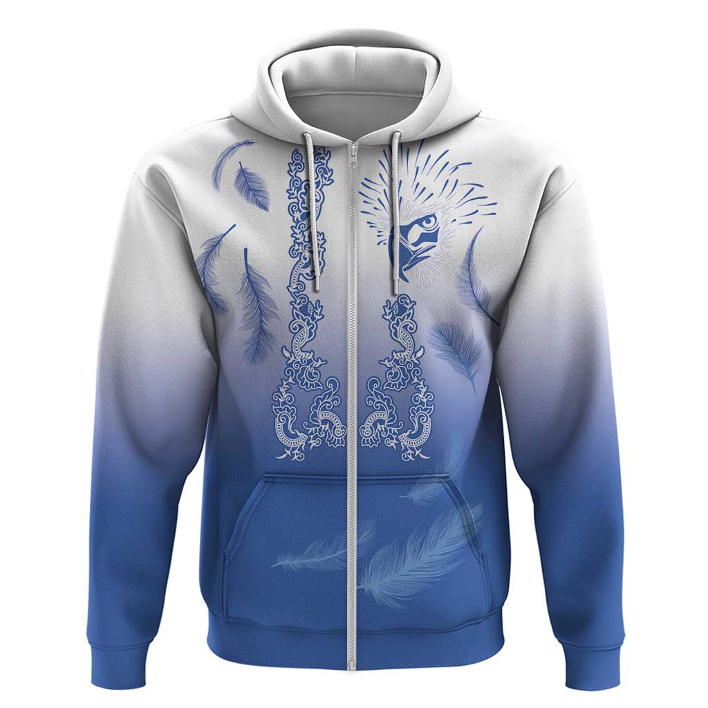 Philippines National Costume Style Zip Hoodie Barong Tagalog and Eagle Feather Blue Color