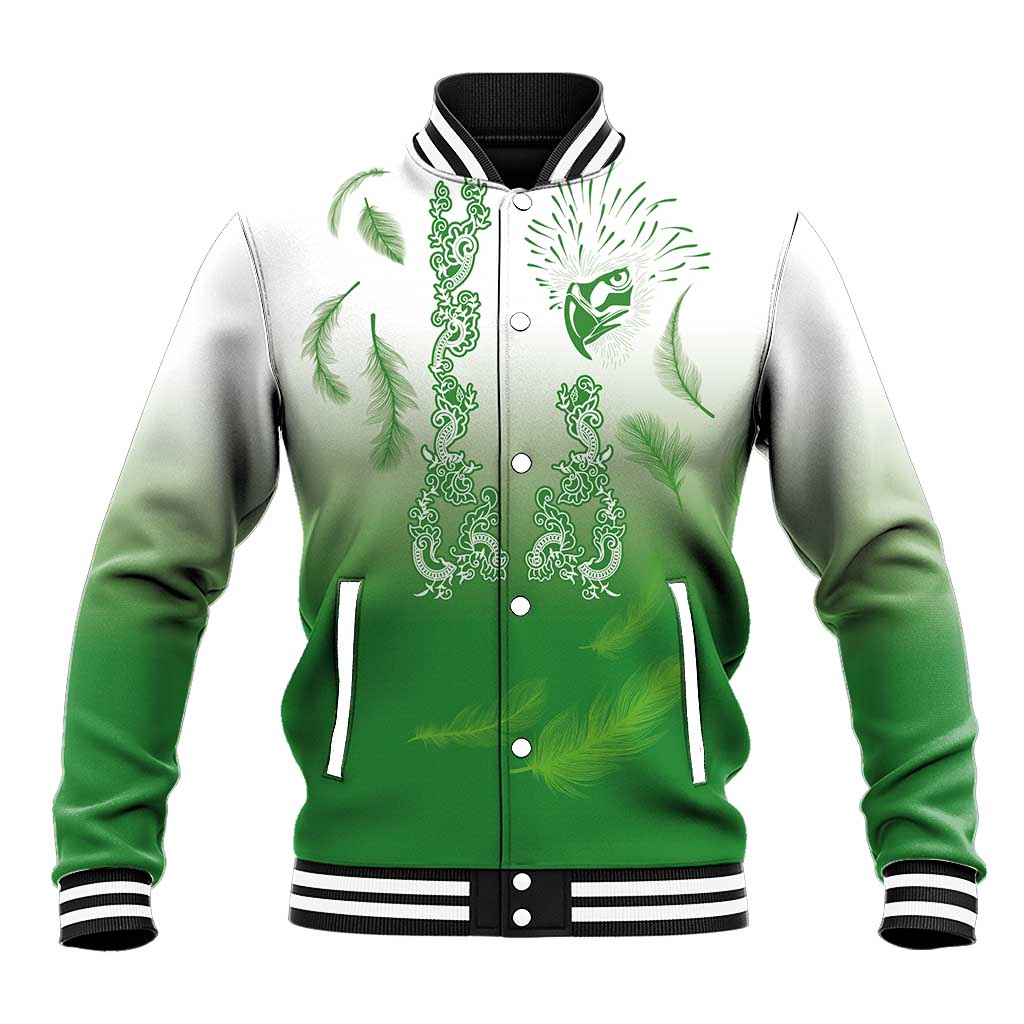 Philippines National Costume Style Baseball Jacket Barong Tagalog and Eagle Feather Green Color
