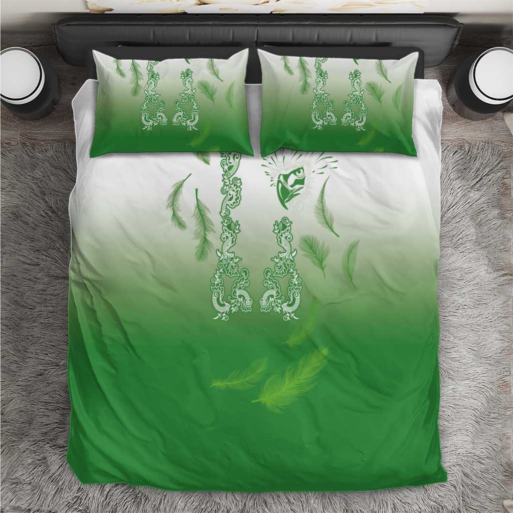 Philippines National Costume Style Bedding Set Barong Tagalog and Eagle Feather Green Color