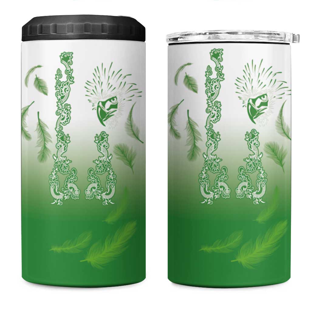 Philippines National Costume Style 4 in 1 Can Cooler Tumbler Barong Tagalog and Eagle Feather Green Color