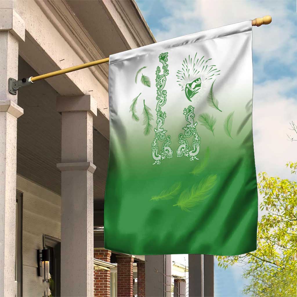 Philippines National Costume Style Garden Flag Barong Tagalog and Eagle Feather Green Color