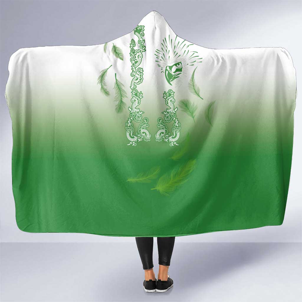 Philippines National Costume Style Hooded Blanket Barong Tagalog and Eagle Feather Green Color