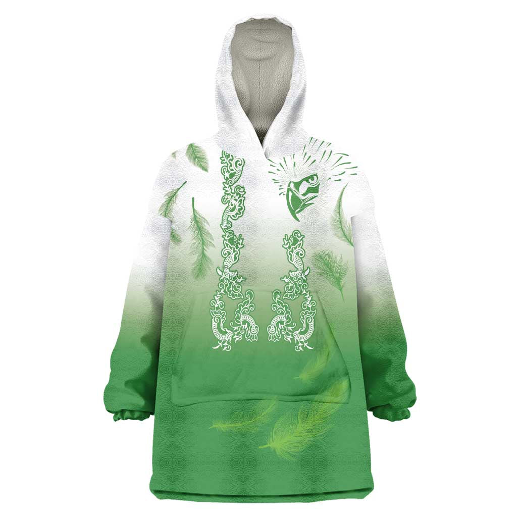 Philippines National Costume Style Wearable Blanket Hoodie Barong Tagalog and Eagle Feather Green Color
