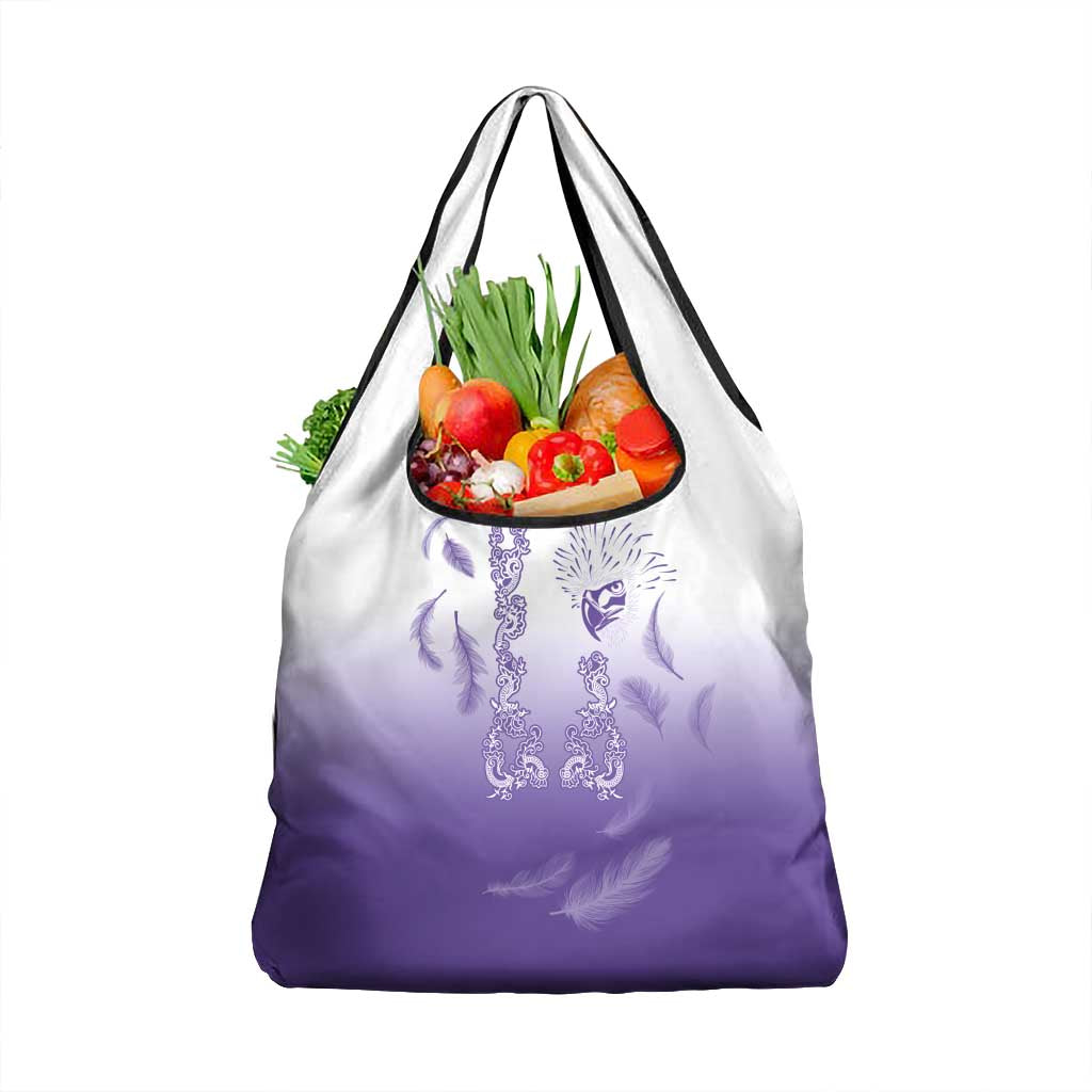 Philippines National Costume Style Grocery Bag Barong Tagalog and Eagle Feather Purple Color LT03 1-pack One Size Purple - Polynesian Pride