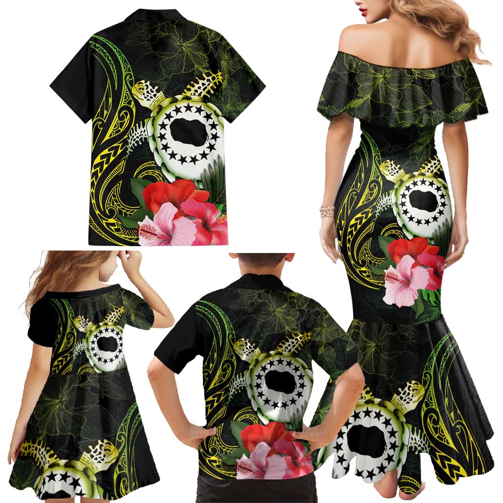 Kia Orana Cook Islands Family Matching Mermaid Dress and Hawaiian Shirt Turtle and Hibiscus Polynesian Pattern