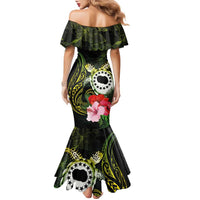 Kia Orana Cook Islands Family Matching Mermaid Dress and Hawaiian Shirt Turtle and Hibiscus Polynesian Pattern