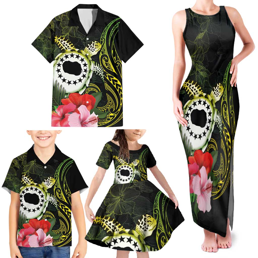 Kia Orana Cook Islands Family Matching Tank Maxi Dress and Hawaiian Shirt Turtle and Hibiscus Polynesian Pattern LT03 - Polynesian Pride