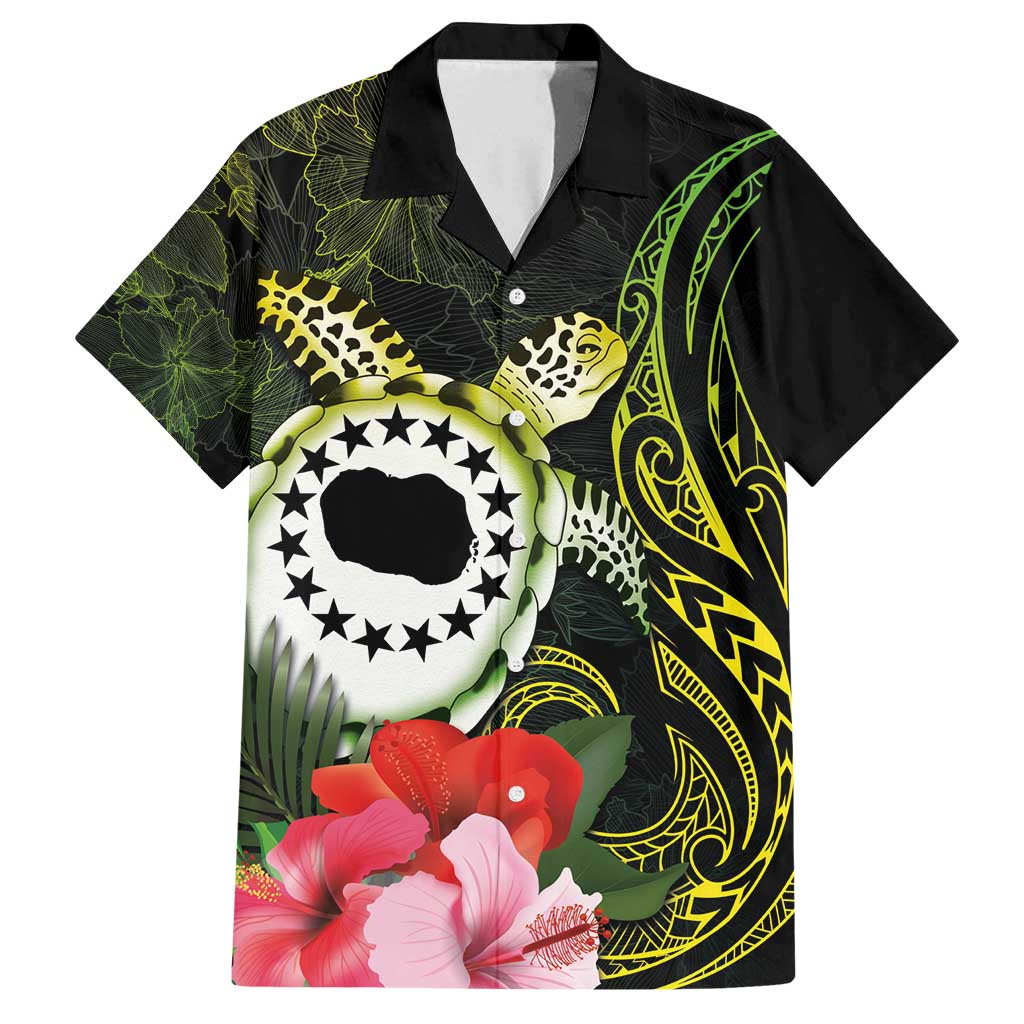 Kia Orana Cook Islands Family Matching Tank Maxi Dress and Hawaiian Shirt Turtle and Hibiscus Polynesian Pattern LT03 Dad's Shirt - Short Sleeve Yellow - Polynesian Pride