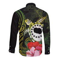 Kia Orana Cook Islands Long Sleeve Button Shirt Turtle and Hibiscus Polynesian Pattern
