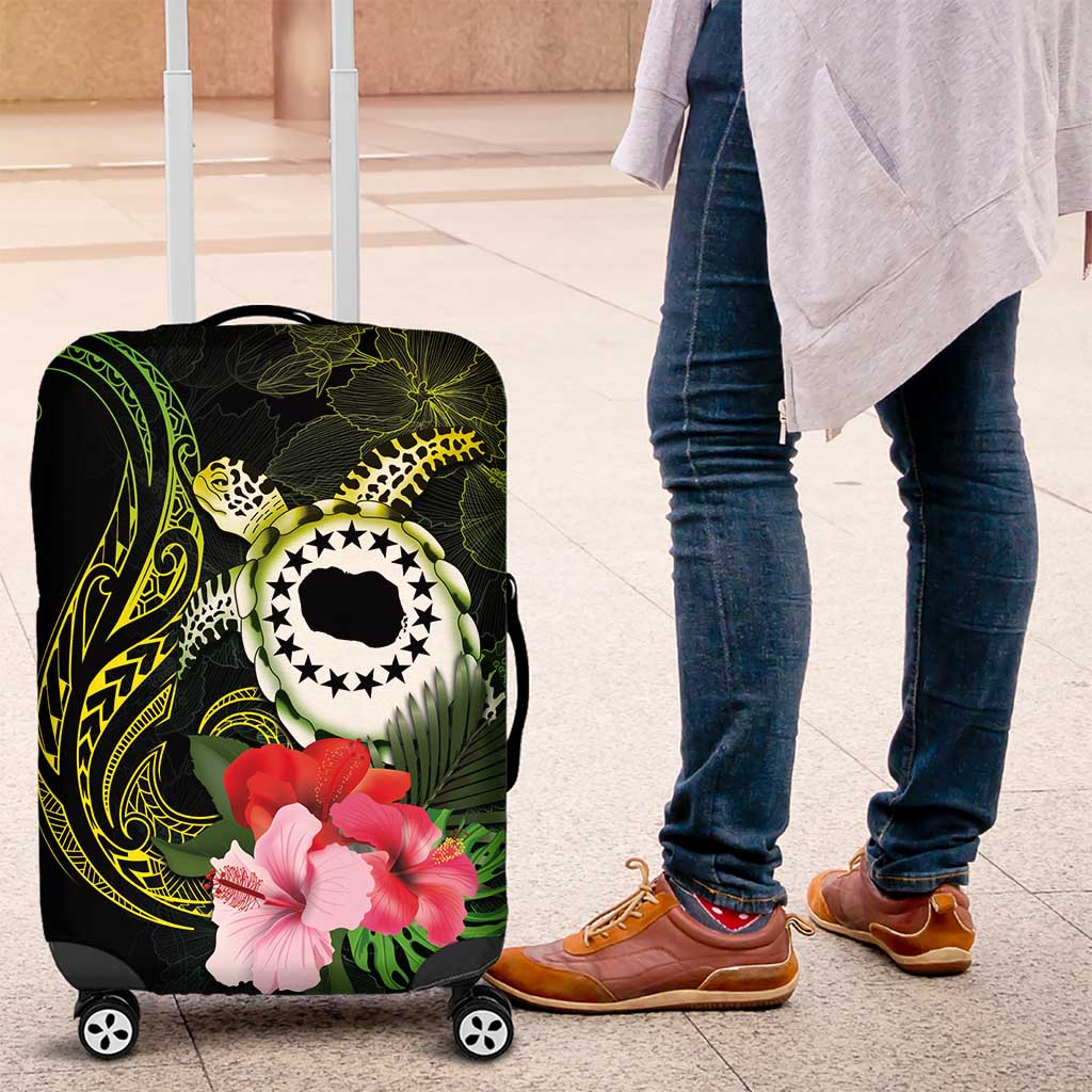 Kia Orana Cook Islands Luggage Cover Turtle and Hibiscus Polynesian Pattern