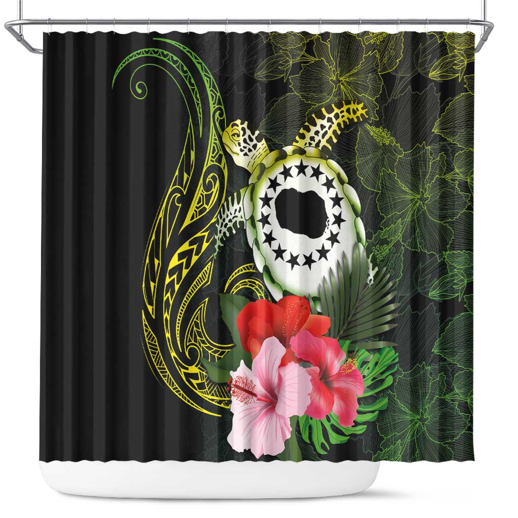 Kia Orana Cook Islands Shower Curtain Turtle and Hibiscus Polynesian Pattern LT03 Yellow - Polynesian Pride